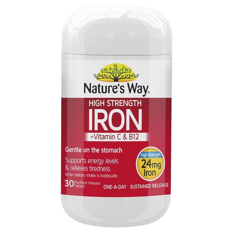 Nature's Way High Strength Iron 30 Tablets front image on Livehealthy HK imported from Australia