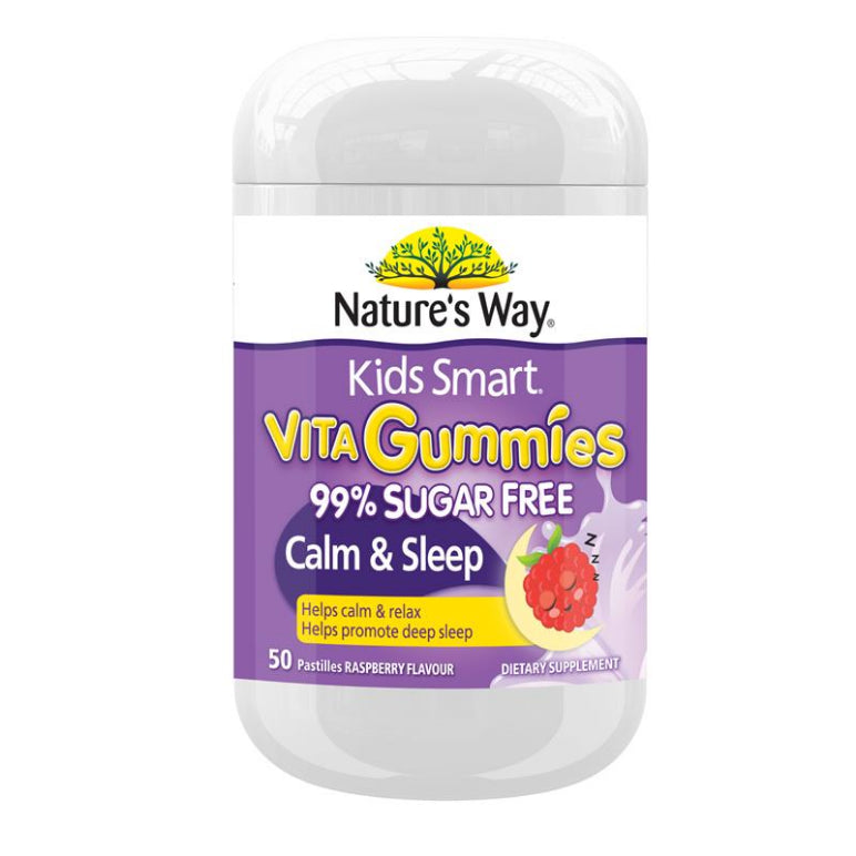Natures Way Kids Smart Vita Gummies Sugar Free Sleep & Calm 50 Gummies front image on Livehealthy HK imported from Australia