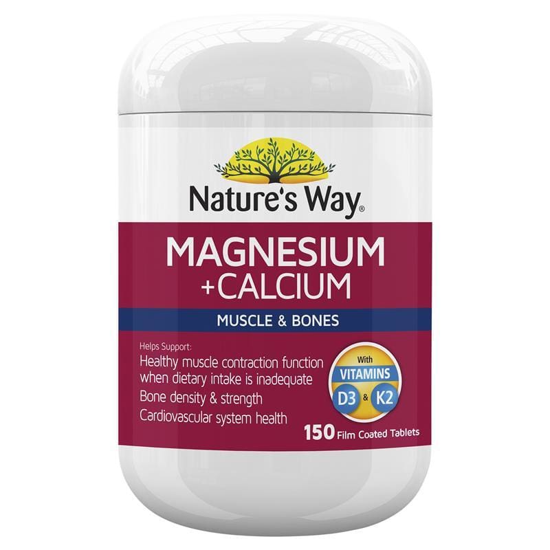 Nature's Way Magnesium Plus Calcium 150 Tablets front image on Livehealthy HK imported from Australia