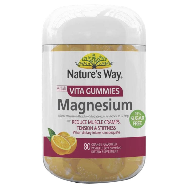 Nature's Way Vita Gummies Adult Magnesium 80 Gummies New And Improved front image on Livehealthy HK imported from Australia