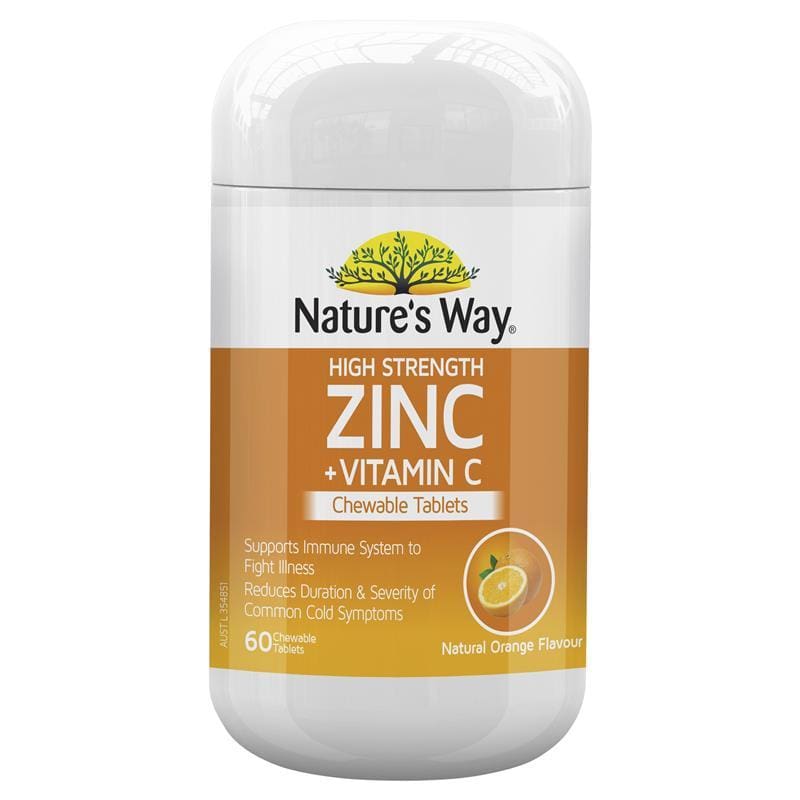 Nature's Way Zinc + Vitamin C 60 Tablets front image on Livehealthy HK imported from Australia