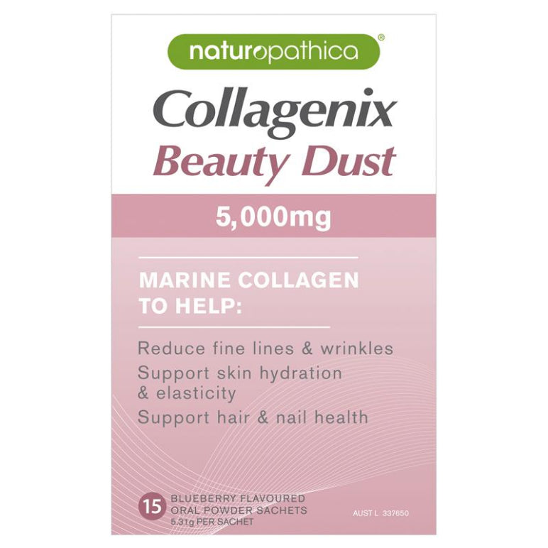 Naturopathica Collagenix Beauty Dust 5000mg 15 x 50g Sachets front image on Livehealthy HK imported from Australia