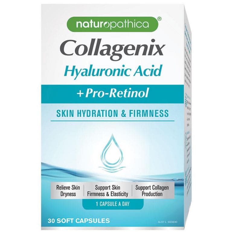 Naturopathica Collagenix Hyaluronic Acid + Pro Retinol 30 Capsules front image on Livehealthy HK imported from Australia