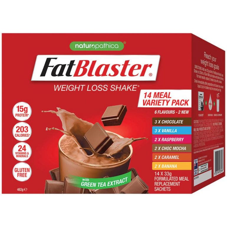 Naturopathica Fatblaster Red Tub Variety 14 x 33g front image on Livehealthy HK imported from Australia