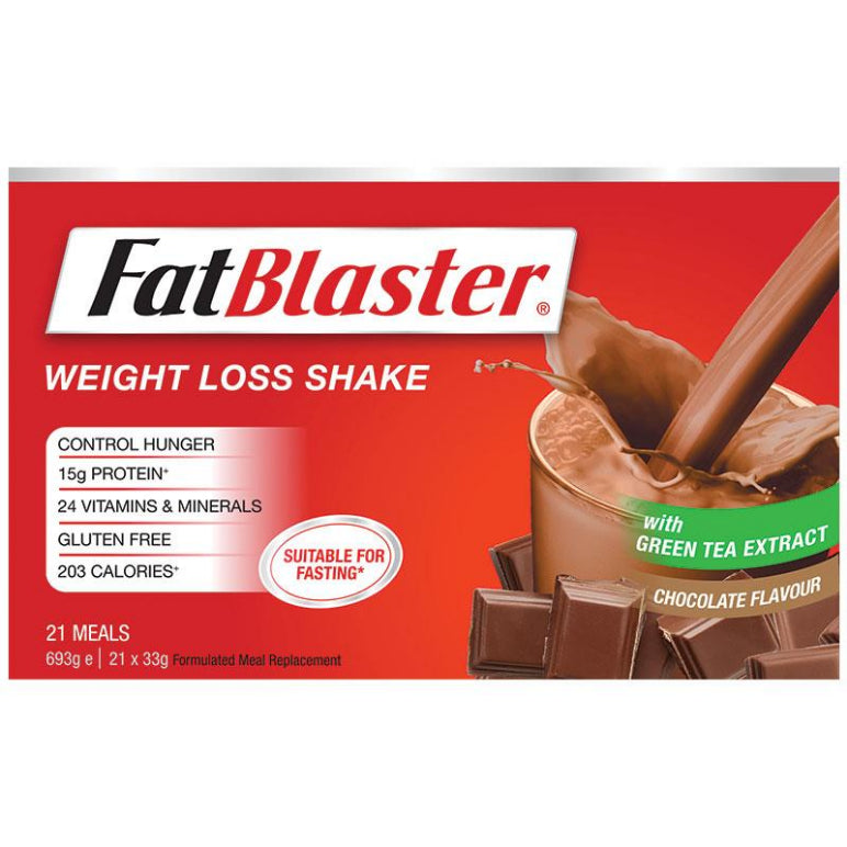 Naturopathica Fatblaster Weight Loss Shake Chocolate 21 x 33g Sachets front image on Livehealthy HK imported from Australia