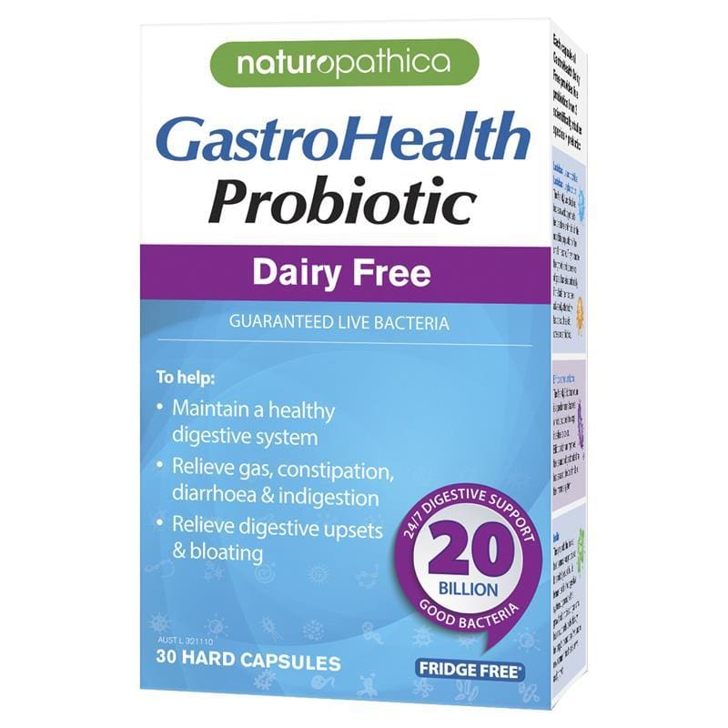 Naturopathica Gastrohealth Probiotic Dairy Free 20 Billion 30 Capsules front image on Livehealthy HK imported from Australia