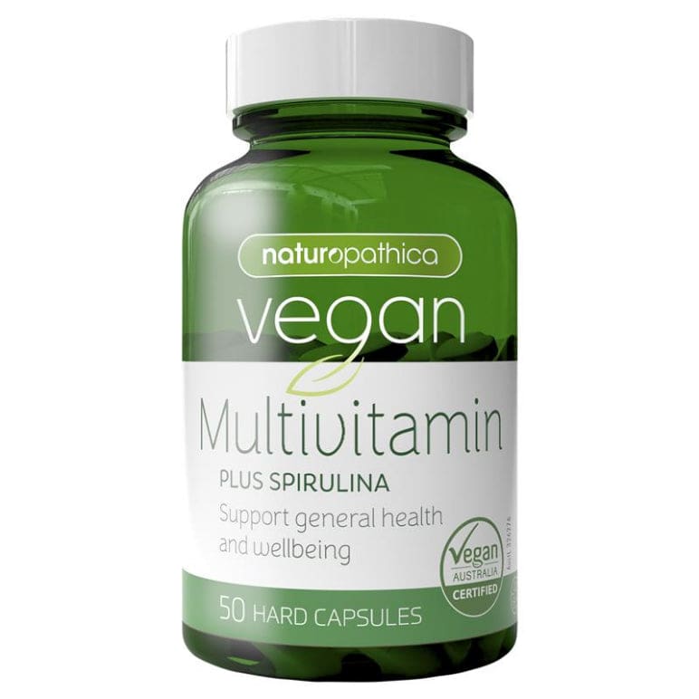 Naturopathica Vegan Multi Vitamin Plus Spirulina 50 Capsules front image on Livehealthy HK imported from Australia