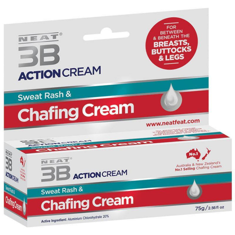 Neat 3B Action Cream Sweat Rash and Chafing Cream 75g front image on Livehealthy HK imported from Australia