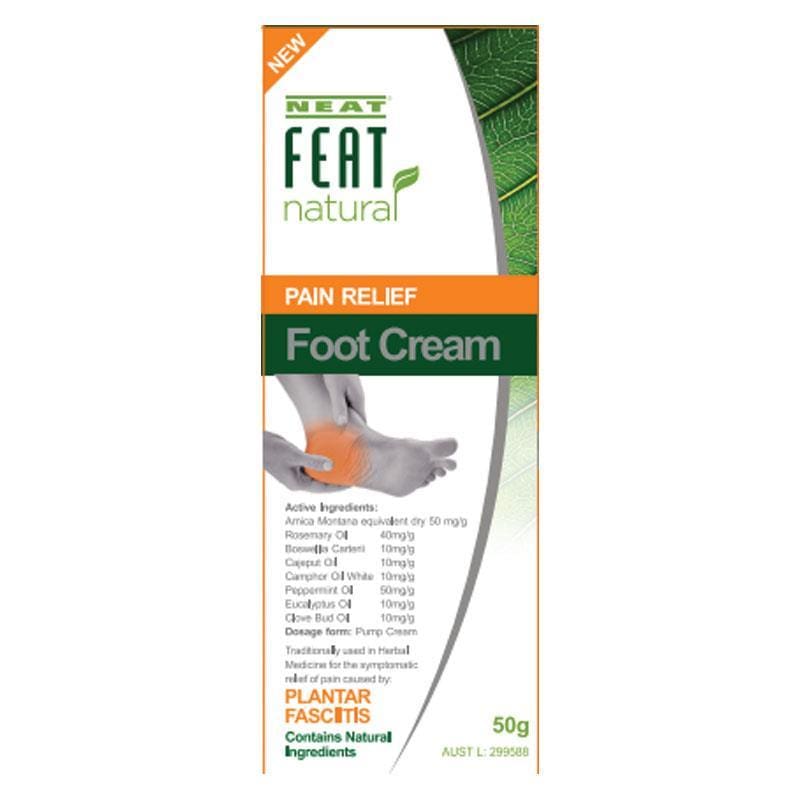 Neat Feat Natural Pain Relief Foot Cream 50g front image on Livehealthy HK imported from Australia