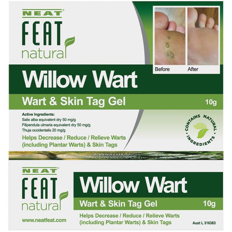 Neat Feat Natural Willow Wart Wart and Skin Tag Gel 10g front image on Livehealthy HK imported from Australia