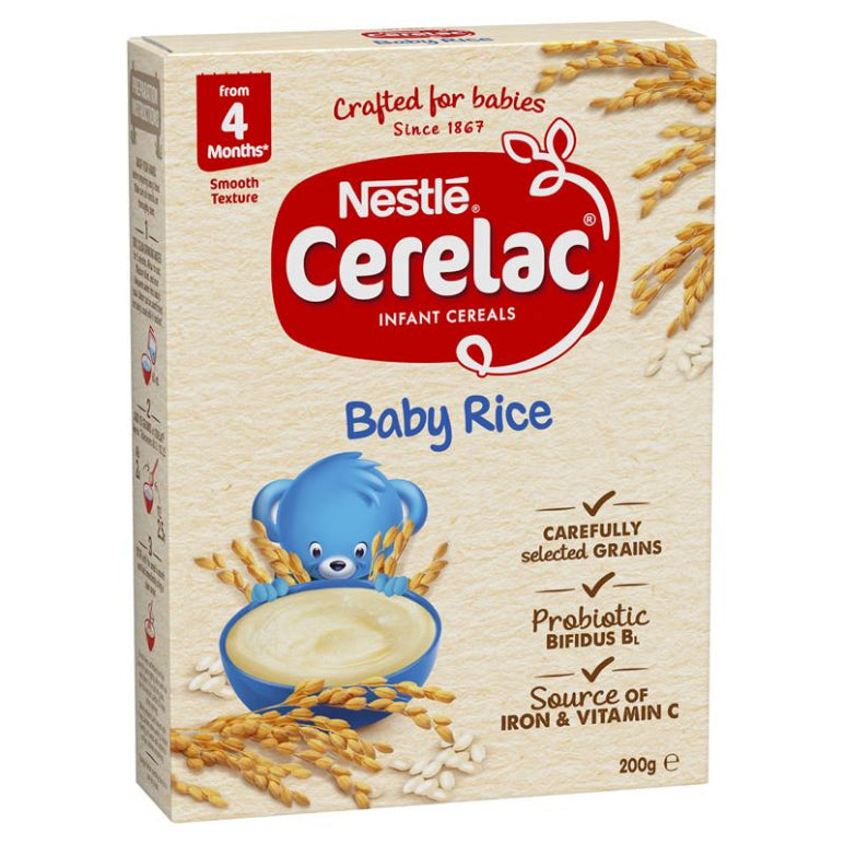 Nestlé CERELAC Baby Rice Cereal Stage 1 – 200g front image on Livehealthy HK imported from Australia
