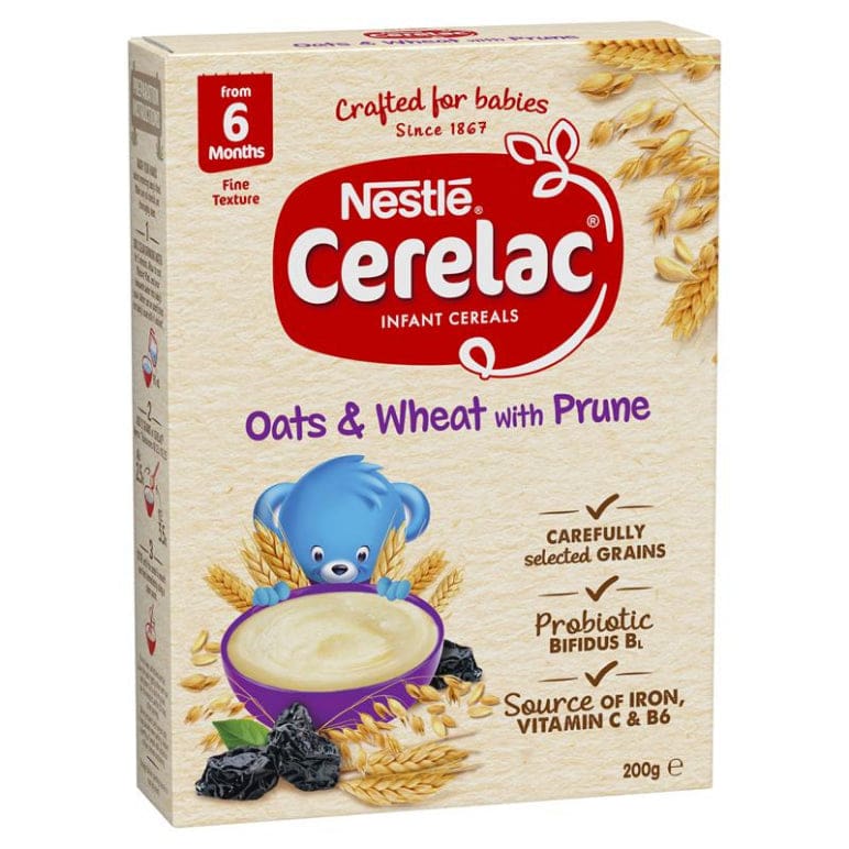 Nestlé CERELAC Oats & Wheat with Prune Baby Cereal Stage 2 – 200g front image on Livehealthy HK imported from Australia