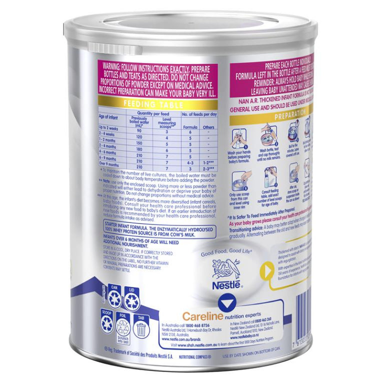 Buy Nestlé NAN A.R. Baby Infant Formula for Regurgitation, From Birth to 12  Months – 800g, Free Delivery to HK