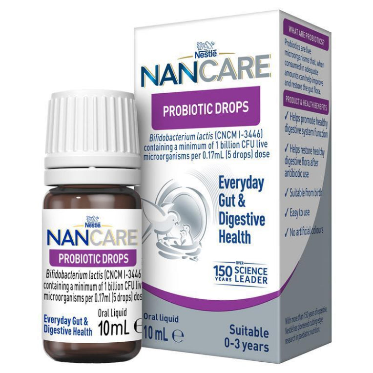 Nestlé NAN CARE Probiotic Drops For Everyday Gut & Digestive Health – 10mL front image on Livehealthy HK imported from Australia