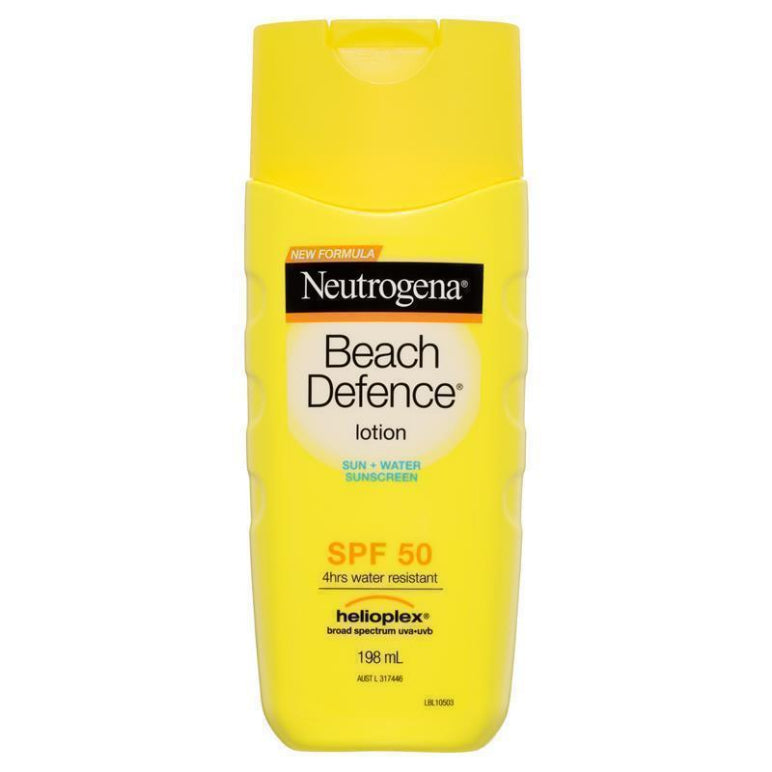 Neutrogena Beach Defence Sun + Water Sunscreen Lotion SPF 50 198mL front image on Livehealthy HK imported from Australia