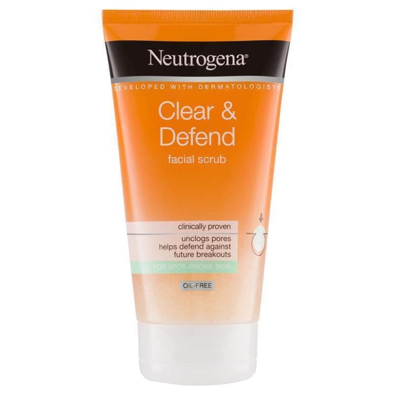 Neutrogena Clear & Defend Facial Scrub 150mL front image on Livehealthy HK imported from Australia
