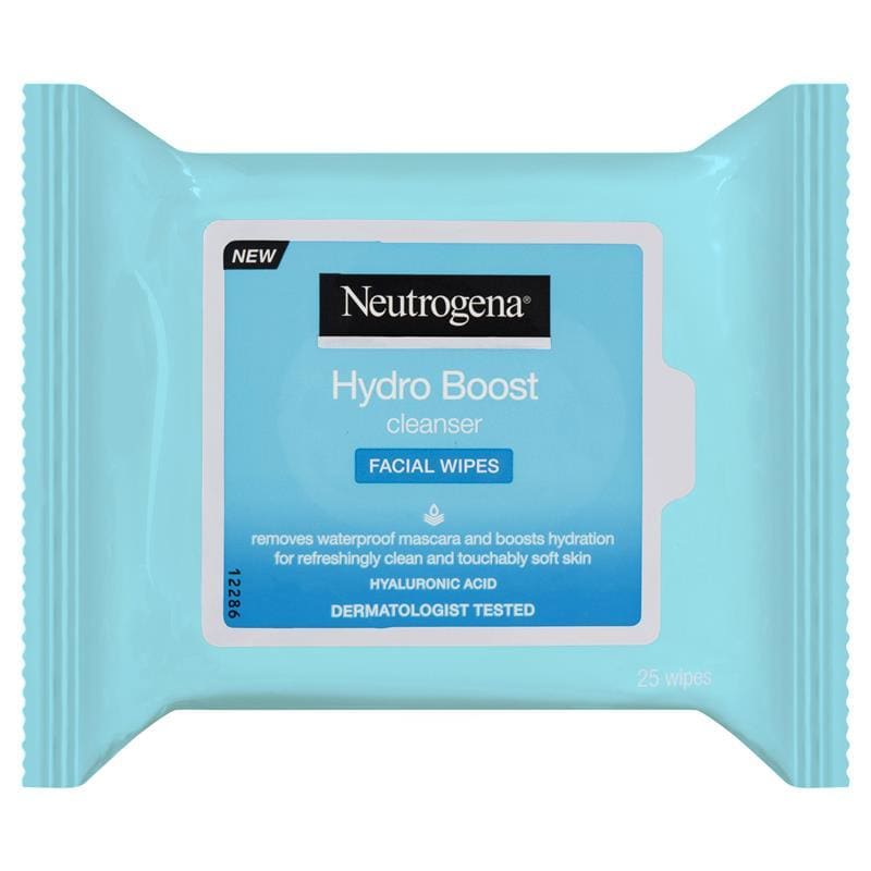 Neutrogena Hydro Boost Cleanser Make-up Remover Facial Wipes 25 Pack front image on Livehealthy HK imported from Australia