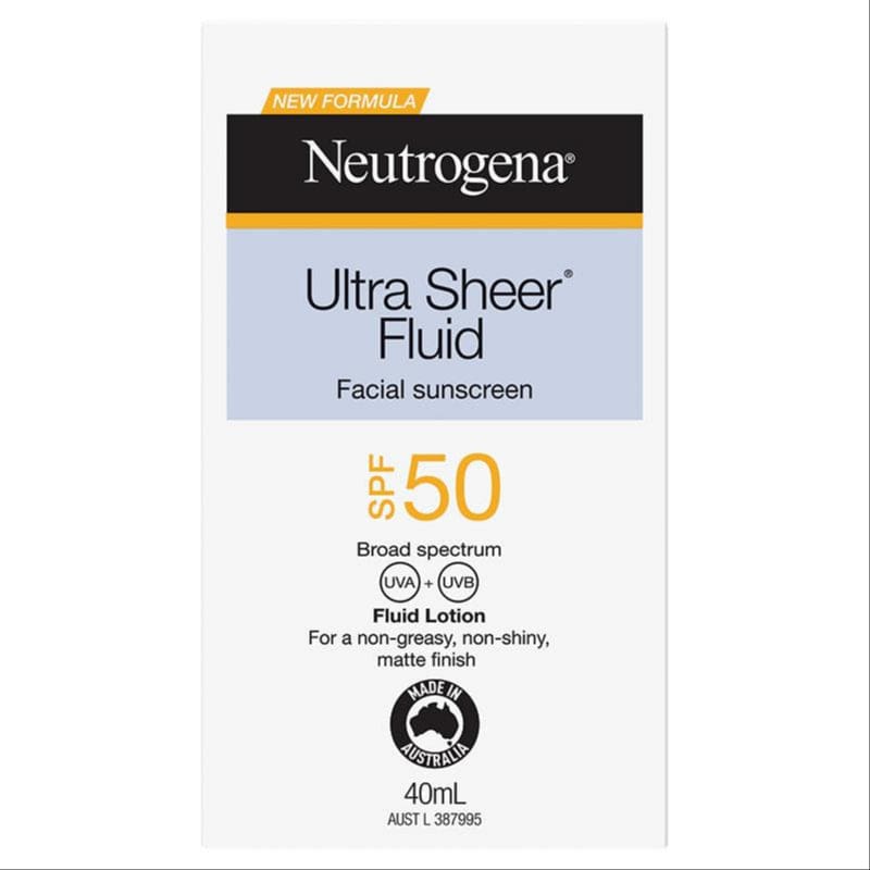 Neutrogena Ultra Sheer Face Fluid Facial Sunscreen SPF 50 40ml front image on Livehealthy HK imported from Australia