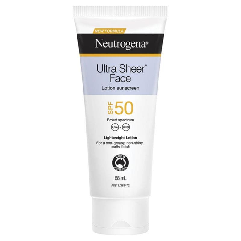 Neutrogena Ultra Sheer Face Lotion Sunscreen SPF 50 88ml front image on Livehealthy HK imported from Australia