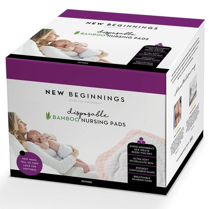 New Beginnings Bamboo Breast Pads 50 Pack front image on Livehealthy HK imported from Australia