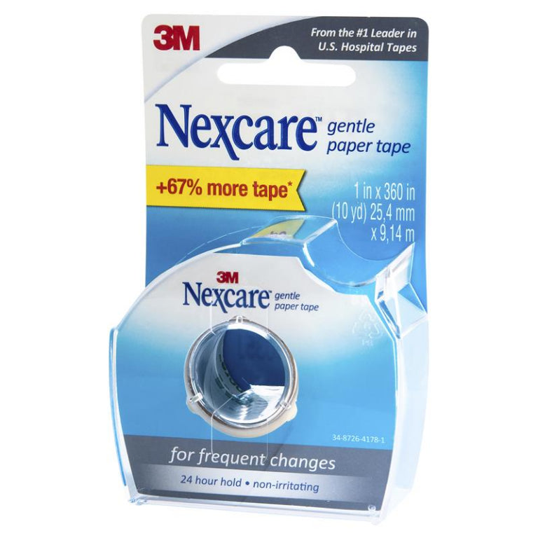 Nexcare Gentle Paper Tape With Dispenser 25.4mm x 9.14m front image on Livehealthy HK imported from Australia