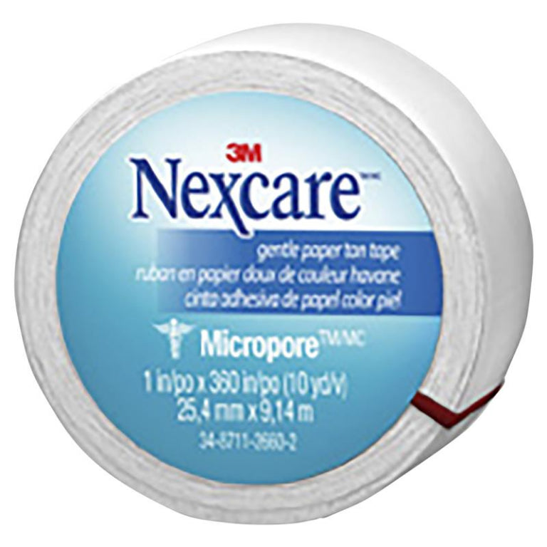 Nexcare Micropore Gentle Paper Tape White 25.4mm x 9.14m front image on Livehealthy HK imported from Australia
