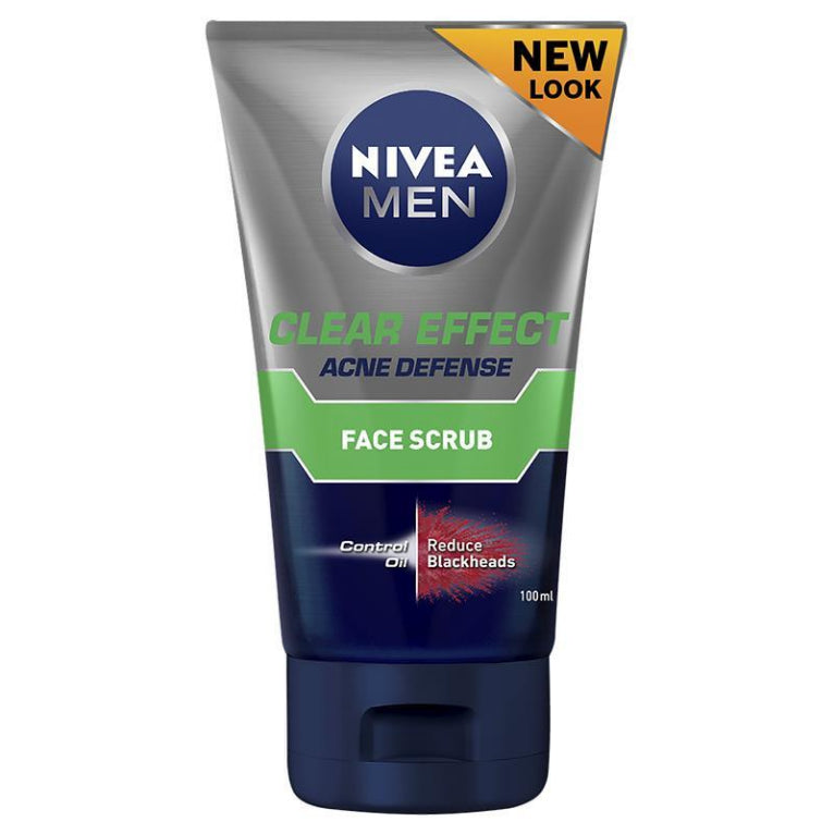 NIVEA MEN Clear Effect Acne Defense Face Scrub 100ml front image on Livehealthy HK imported from Australia