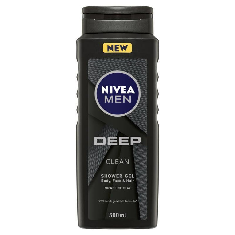 NIVEA MEN Deep 3-IN-1 Shower Gel Body Wash 500ml front image on Livehealthy HK imported from Australia