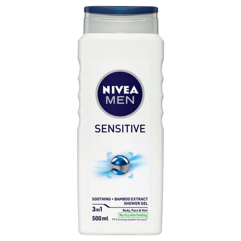 NIVEA MEN Sensitive 3-IN-1 Shower Gel Body Wash 500ml front image on Livehealthy HK imported from Australia