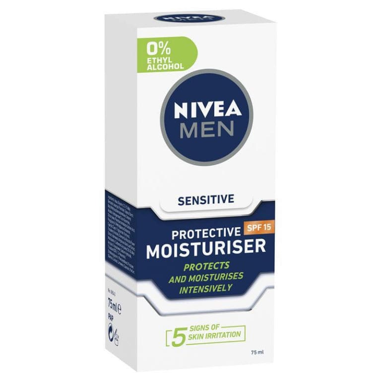 NIVEA MEN Sensitive Protective Moisturiser SPF15 75ml front image on Livehealthy HK imported from Australia
