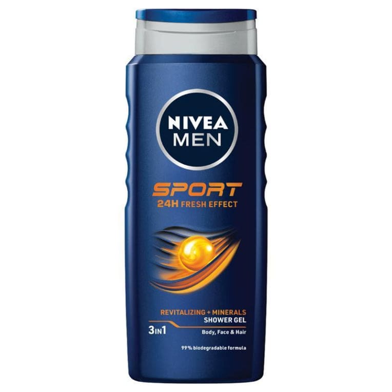 NIVEA MEN Sport 3-IN-1 Shower Gel Body Wash 500ml front image on Livehealthy HK imported from Australia