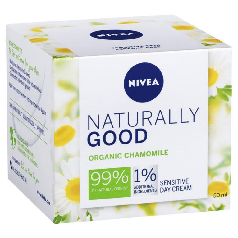 NIVEA Naturally Good Chamomile Sensitive Face Moisturiser 50ml front image on Livehealthy HK imported from Australia