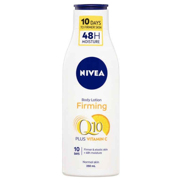 NIVEA Q10 + Vitamin C Firming Body Lotion Moisturiser 250mL front image on Livehealthy HK imported from Australia