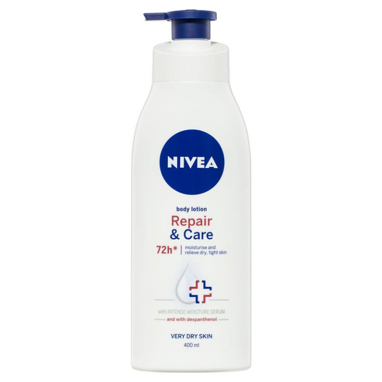 NIVEA Repair & Care Body Lotion Moisturiser 72H 400ml front image on Livehealthy HK imported from Australia