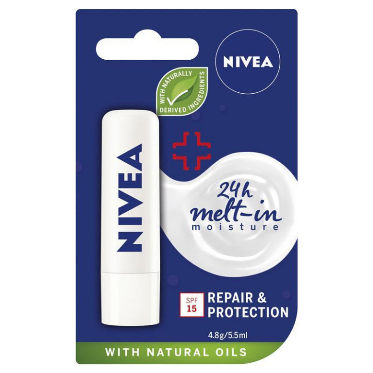 NIVEA Repair & Protection Moisturising Lip Balm SPF15 4.8g front image on Livehealthy HK imported from Australia