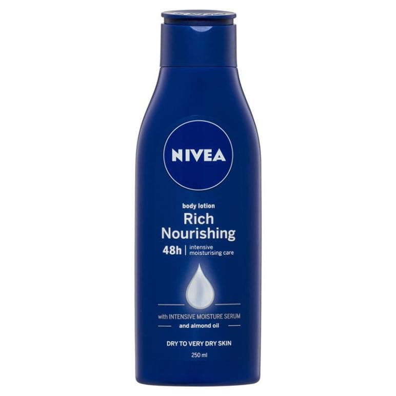 NIVEA Rich Nourishing Body Lotion Moisturiser 48H 250ml front image on Livehealthy HK imported from Australia