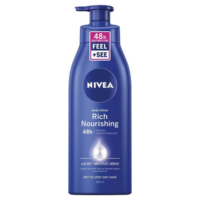 NIVEA Rich Nourishing Body Lotion Moisturiser 48H 400mL front image on Livehealthy HK imported from Australia