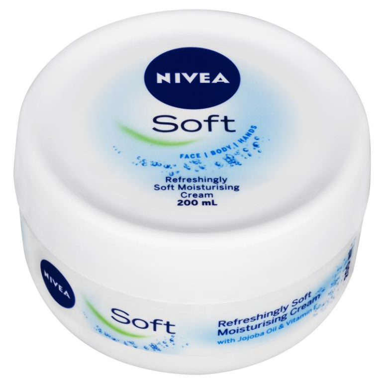 NIVEA Soft Moisturiser Cream Face Body Hands 200ml front image on Livehealthy HK imported from Australia