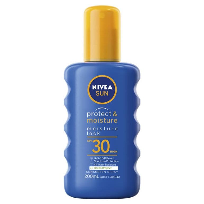 NIVEA Sun Protect & Moisture SPF30 Sunscreen Spray 200mL front image on Livehealthy HK imported from Australia