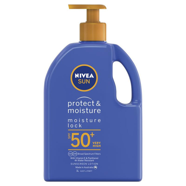NIVEA Sun Protect & Moisture SPF50+ Sunscreen Lotion Pump 1L front image on Livehealthy HK imported from Australia