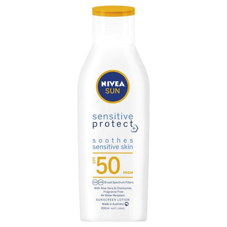 NIVEA Sun Sensitive Protect SPF50 Sunscreen Lotion 200ml front image on Livehealthy HK imported from Australia