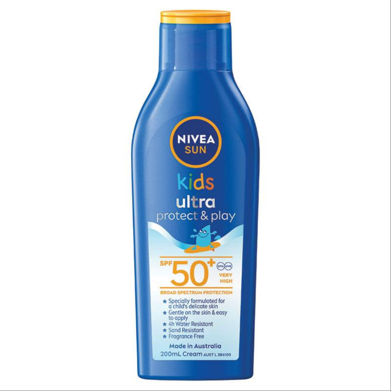 Nivea Sun SPF 50+ Kids Protect & Play Ultra Beach 200ml front image on Livehealthy HK imported from Australia