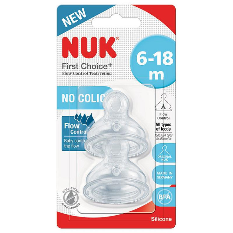 Nuk First Choice+ 6-18 Months Flow Control Teat 2 Pack front image on Livehealthy HK imported from Australia