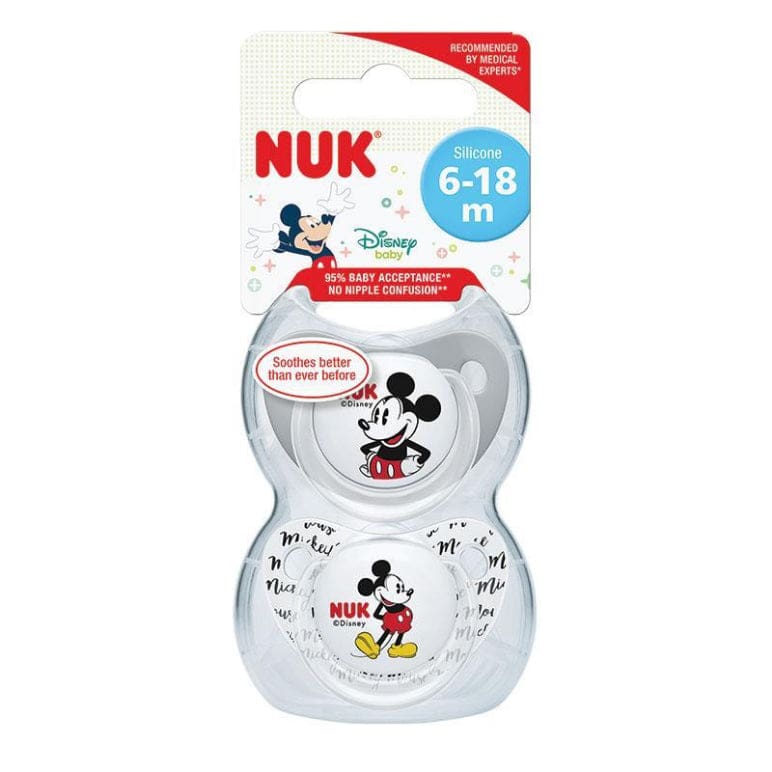 Nuk Mickey Mouse Silicone Soother 6-18 Months 2 Pack front image on Livehealthy HK imported from Australia