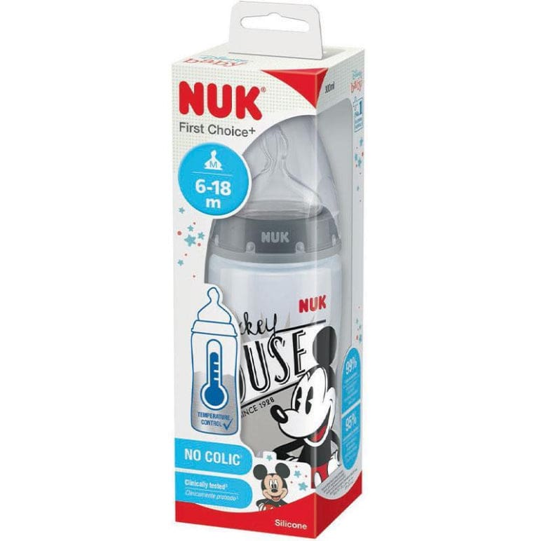 Nuk Mickey Temperature Control 6-18 Months Bottle 300ml front image on Livehealthy HK imported from Australia
