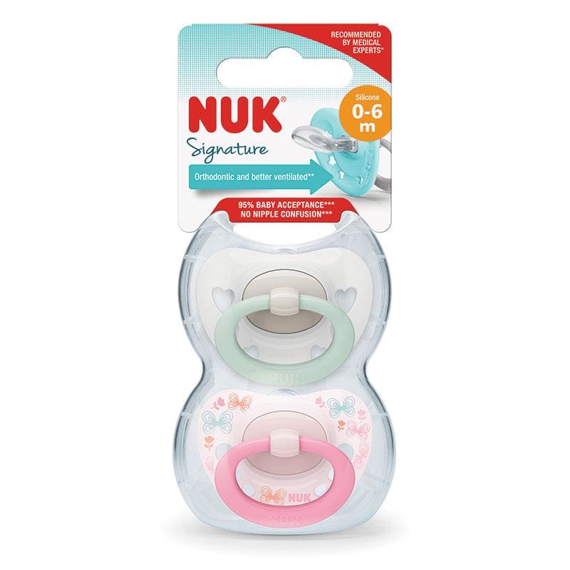 Nuk Signature Soother Silicone 0-6 Months 2 Pack front image on Livehealthy HK imported from Australia