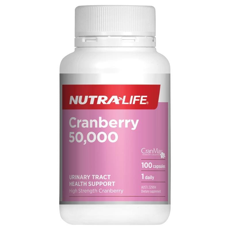 Nutra-Life Cranberry 50000 100 Capsules NEW front image on Livehealthy HK imported from Australia