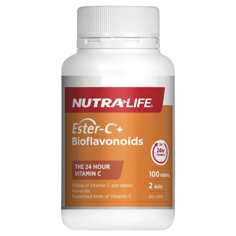 Nutra-Life Ester C + Bioflavonoids 100 Tablets front image on Livehealthy HK imported from Australia