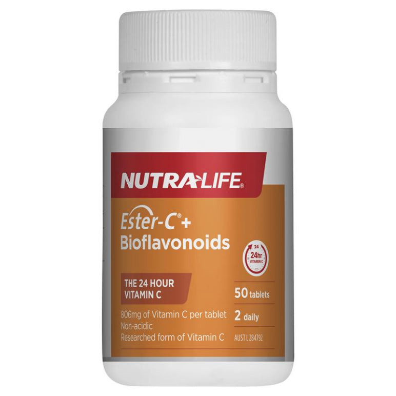 Nutra-Life Ester C + Bioflavonoids 50 Tablets front image on Livehealthy HK imported from Australia