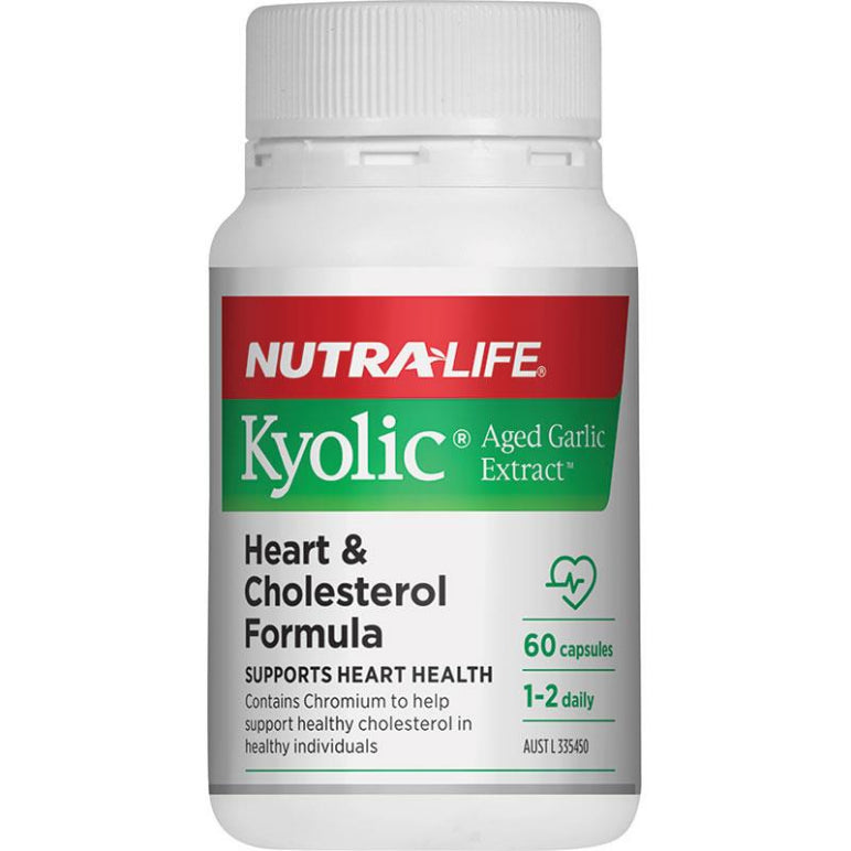 Nutra-Life Kyolic Aged Garlic Extract Heart & Cholesterol Formula 60 Capsules NEW front image on Livehealthy HK imported from Australia